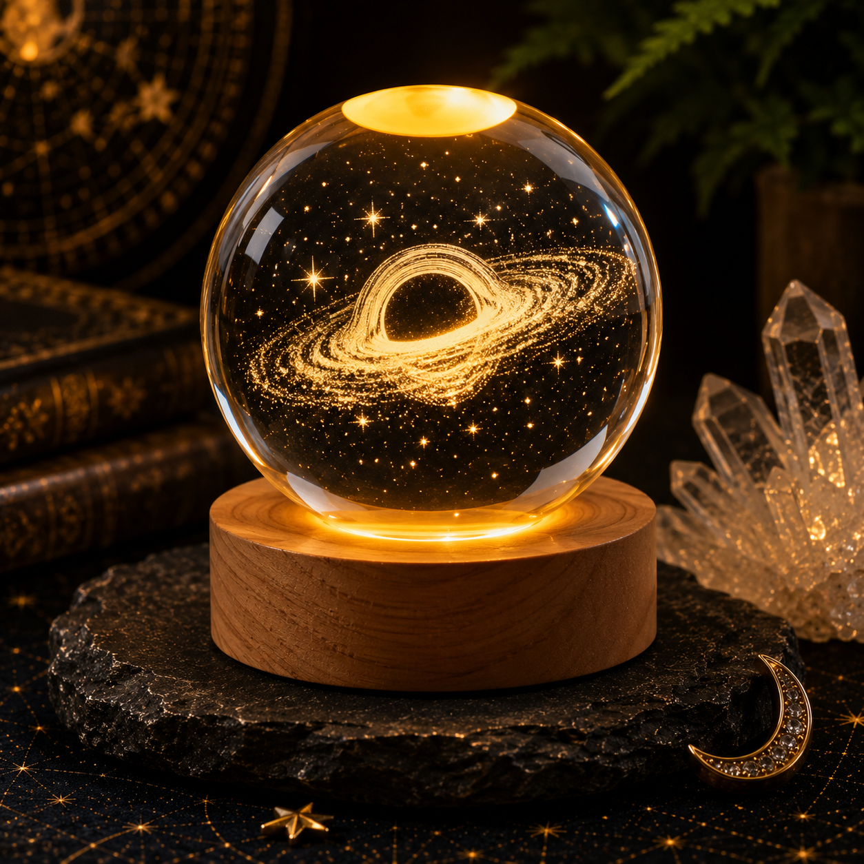 Black Hole & Accretion Ring Crystal Ball