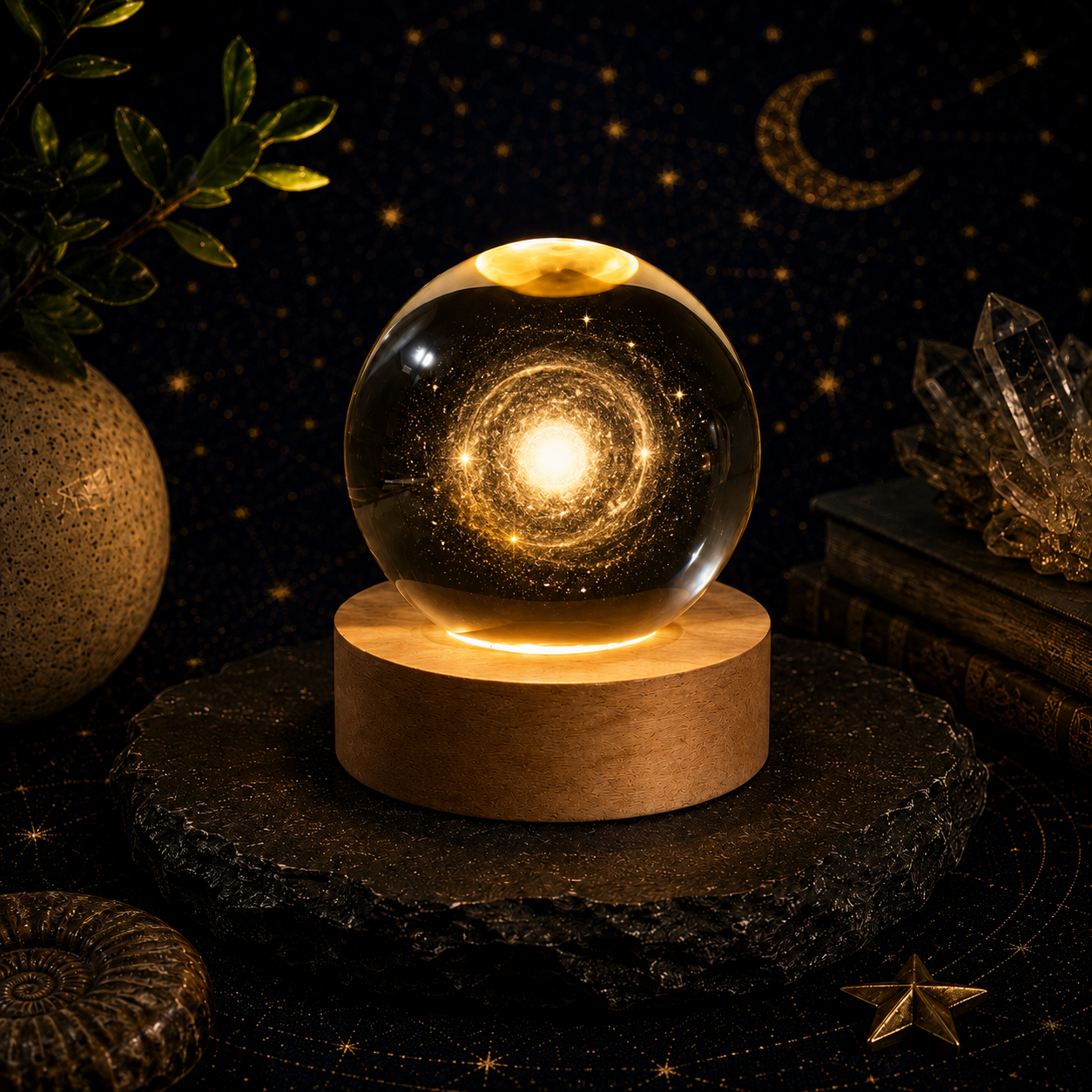 Intricate Spiral Galaxy Crystal Ball