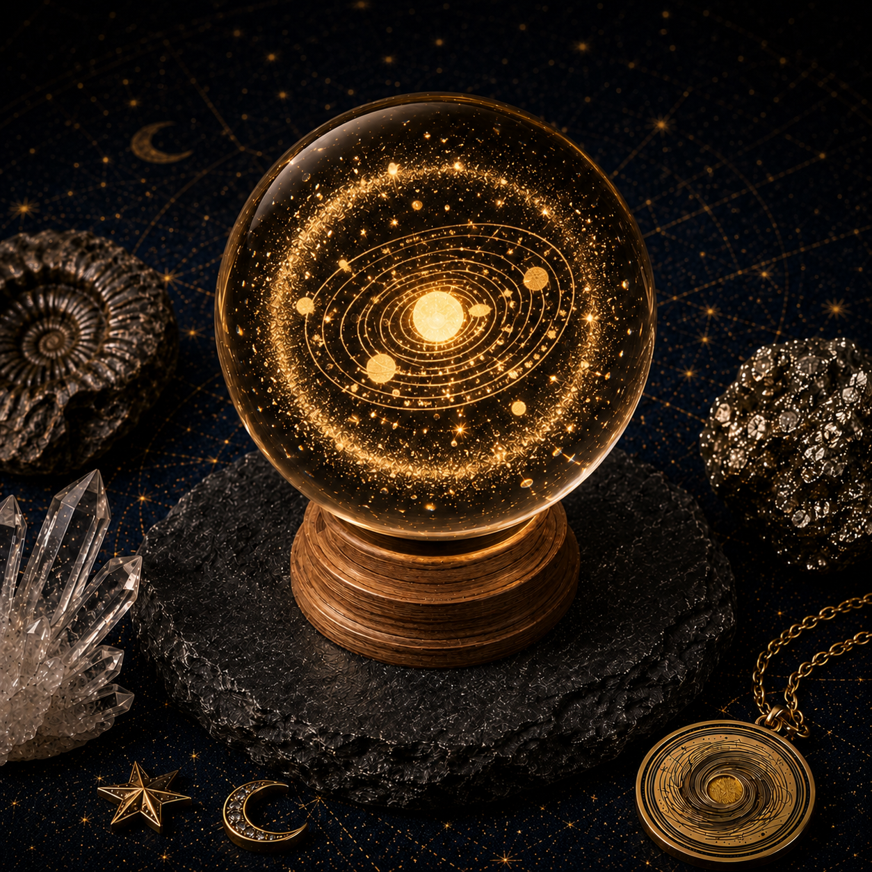 Solar System Orrery Crystal Ball