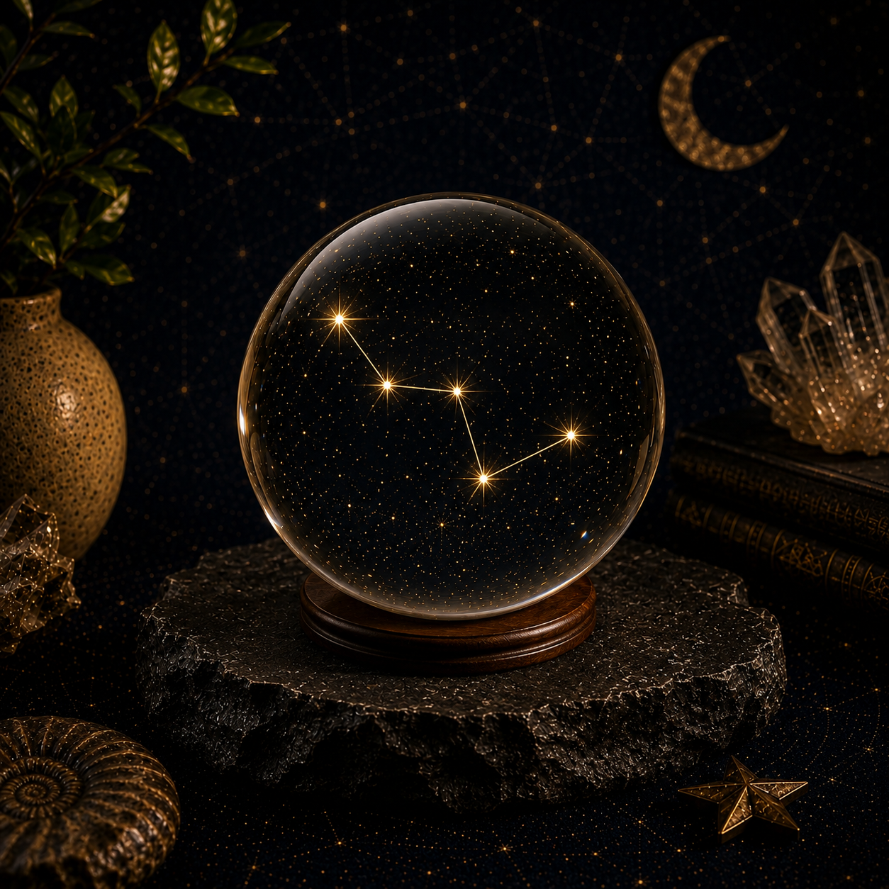 Cassiopeia Constellation Crystal Ball – Minimalist