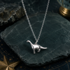 Silver Brontosaurus Pendant