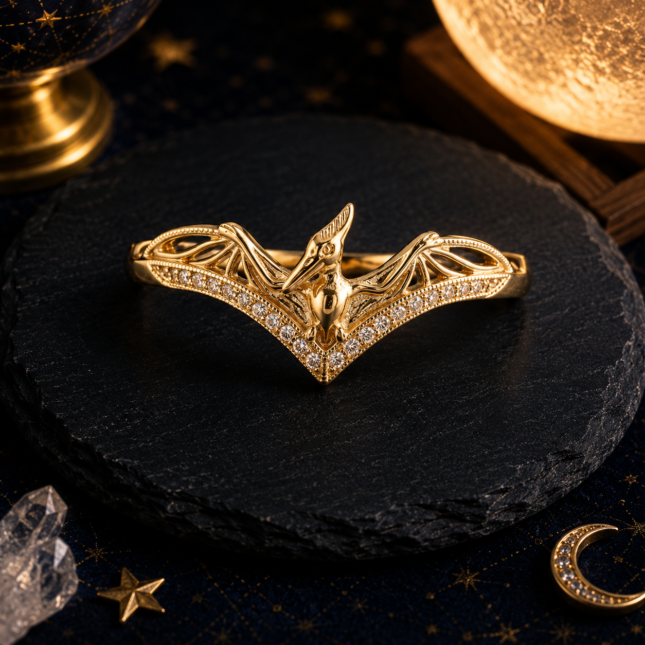 Golden Pterosaur Ring