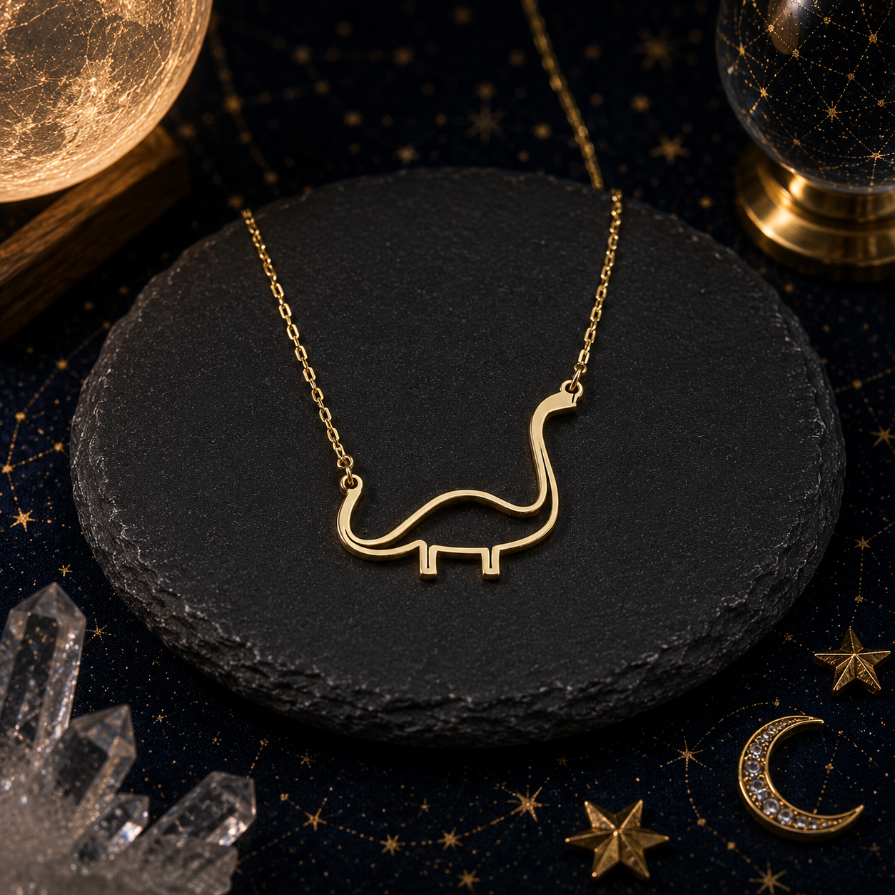 Golden Brontosaurus Necklace